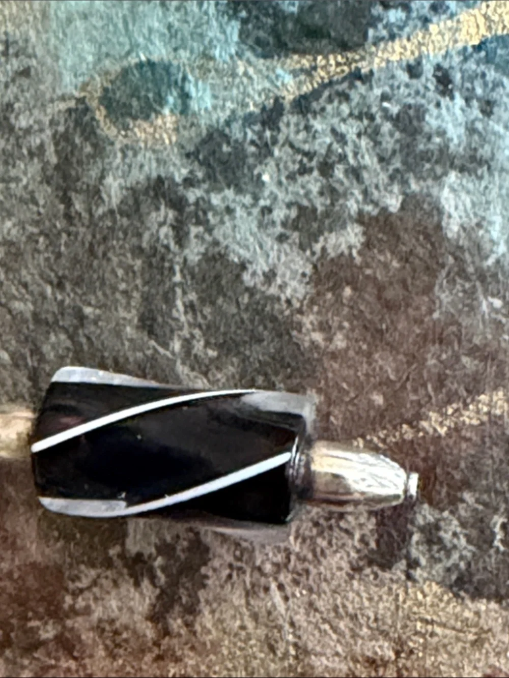Sterling silver blown glass black and white like a swizzle stick post style